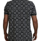 Elegant Black Crown Print Polo Tee