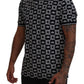 Elegant Black Crown Print Polo Tee