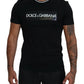 Elegant Black Crew Neck Tee with Logo