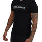 Elegant Black Crew Neck Tee with Logo
