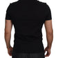 Elegant Black Crew Neck Tee with Logo