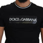 Elegant Black Crew Neck Tee with Logo