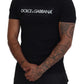 Elegant Black Crew Neck Tee with Logo