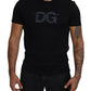 Elegant Black Logo Print Cotton T-Shirt