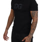 Elegant Black Logo Print Cotton T-Shirt