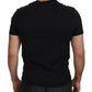 Elegant Black Logo Print Cotton T-Shirt