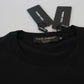Elegant Black Logo Print Cotton T-Shirt