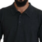 Elegant Grey Cotton Polo T-Shirt