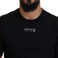 Elegant Black Crew Neck Tee with Logo Detail