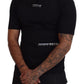 Elegant Black Crew Neck Tee with Logo Detail