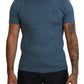Elegant Blue Crew Neck Logo Tee
