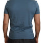 Elegant Blue Crew Neck Logo Tee