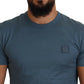 Elegant Blue Crew Neck Logo Tee