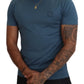 Elegant Blue Crew Neck Logo Tee