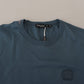 Elegant Blue Crew Neck Logo Tee