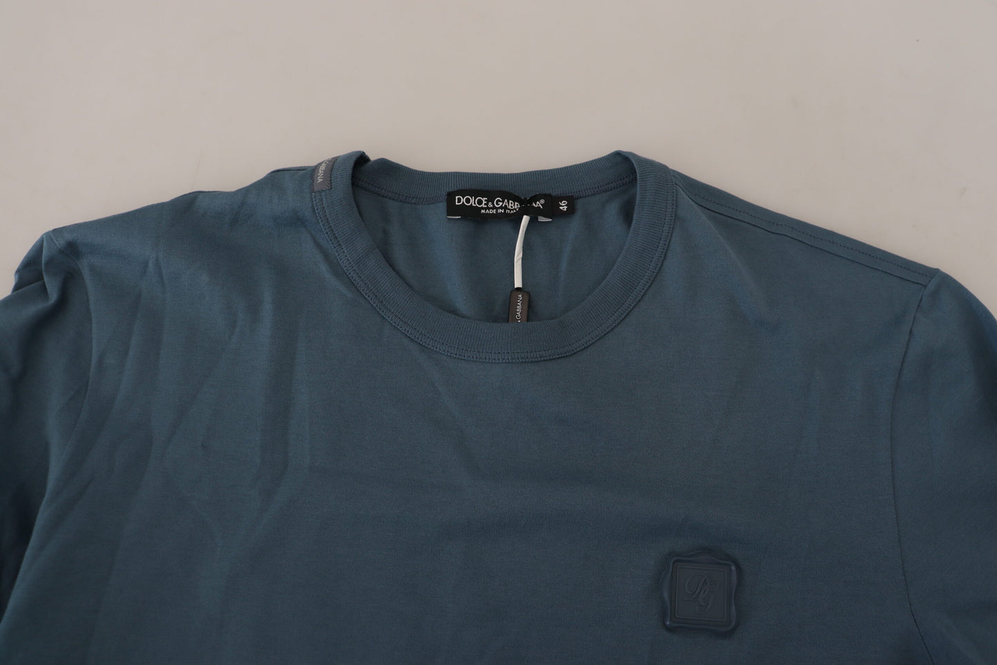 Elegant Blue Crew Neck Logo Tee