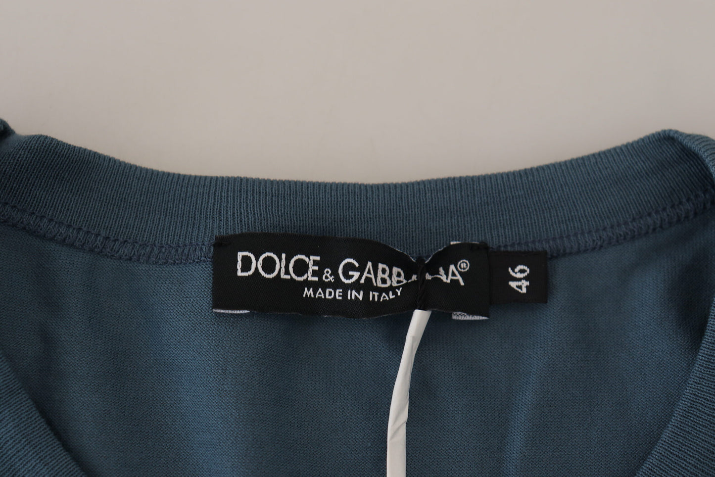 Elegant Blue Crew Neck Logo Tee