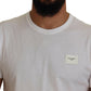 Elegant White Crew Neck Logo Tee