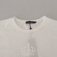 Elegant White Crew Neck Logo Tee