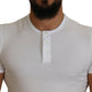Elegant White Logo Embroidered T-Shirt