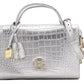 Elegant Silver Python Bowling Bag