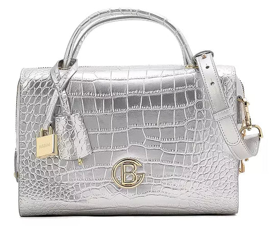 Elegant Silver Python Bowling Bag