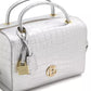 Elegant Silver Python Bowling Bag