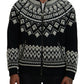 Embellished Black Cotton Zip Sweater