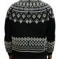 Embellished Black Cotton Zip Sweater