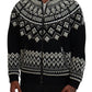 Embellished Black Cotton Zip Sweater