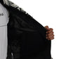 Embellished Black Cotton Zip Sweater