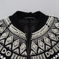 Embellished Black Cotton Zip Sweater