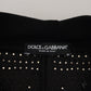 Embellished Black Cotton Zip Sweater