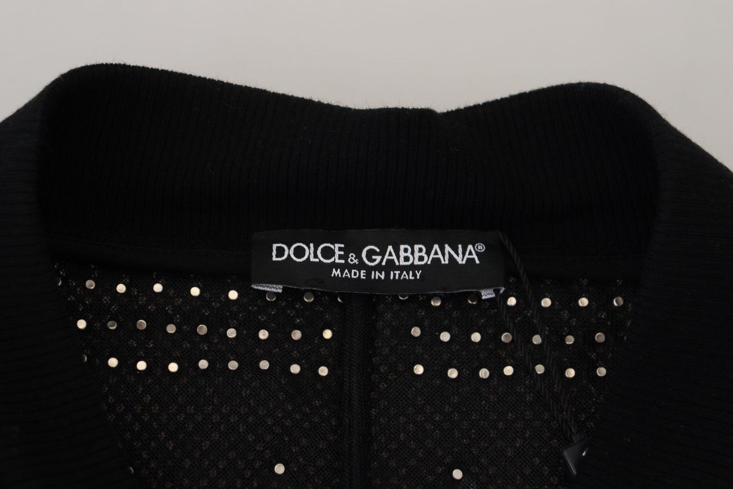 Embellished Black Cotton Zip Sweater