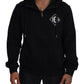 Elegant Black Cotton Hooded Sweater
