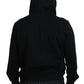 Elegant Black Cotton Hooded Sweater