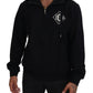 Elegant Black Cotton Hooded Sweater