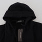 Elegant Black Cotton Hooded Sweater