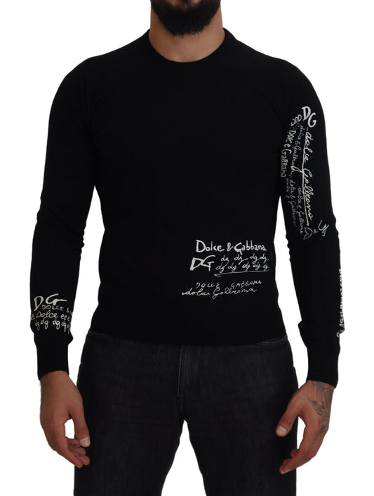 Elegant Black Cashmere Pullover Sweater