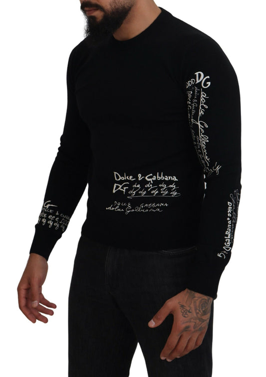 Elegant Black Cashmere Pullover Sweater