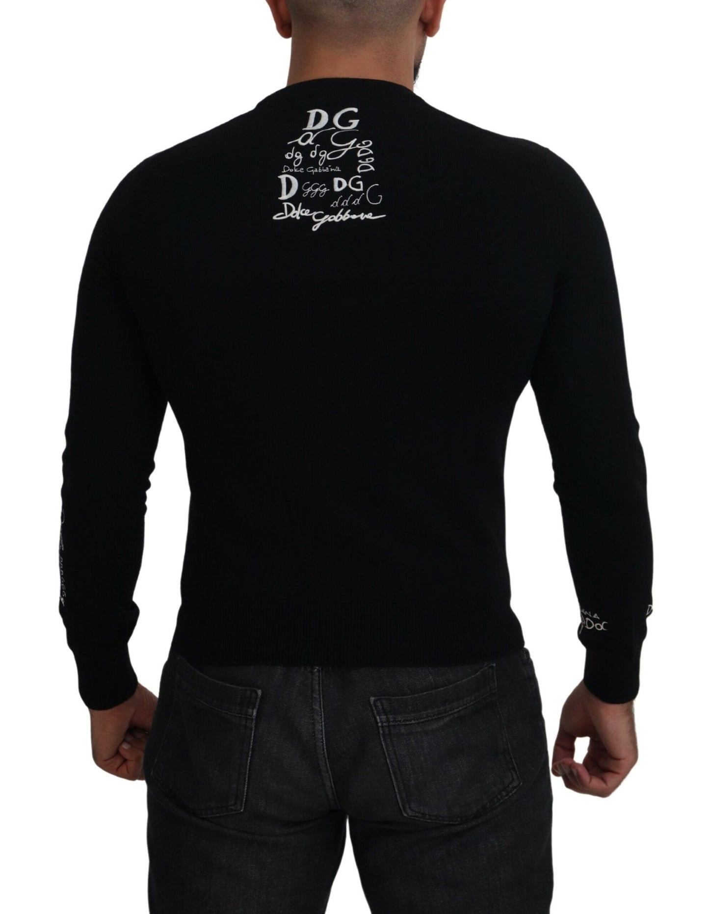 Elegant Black Cashmere Pullover Sweater