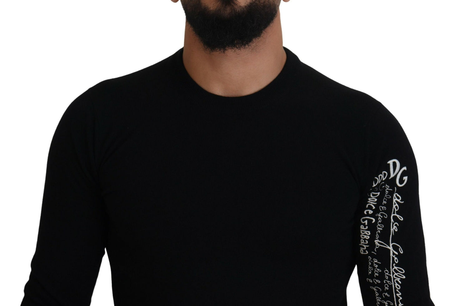 Elegant Black Cashmere Pullover Sweater