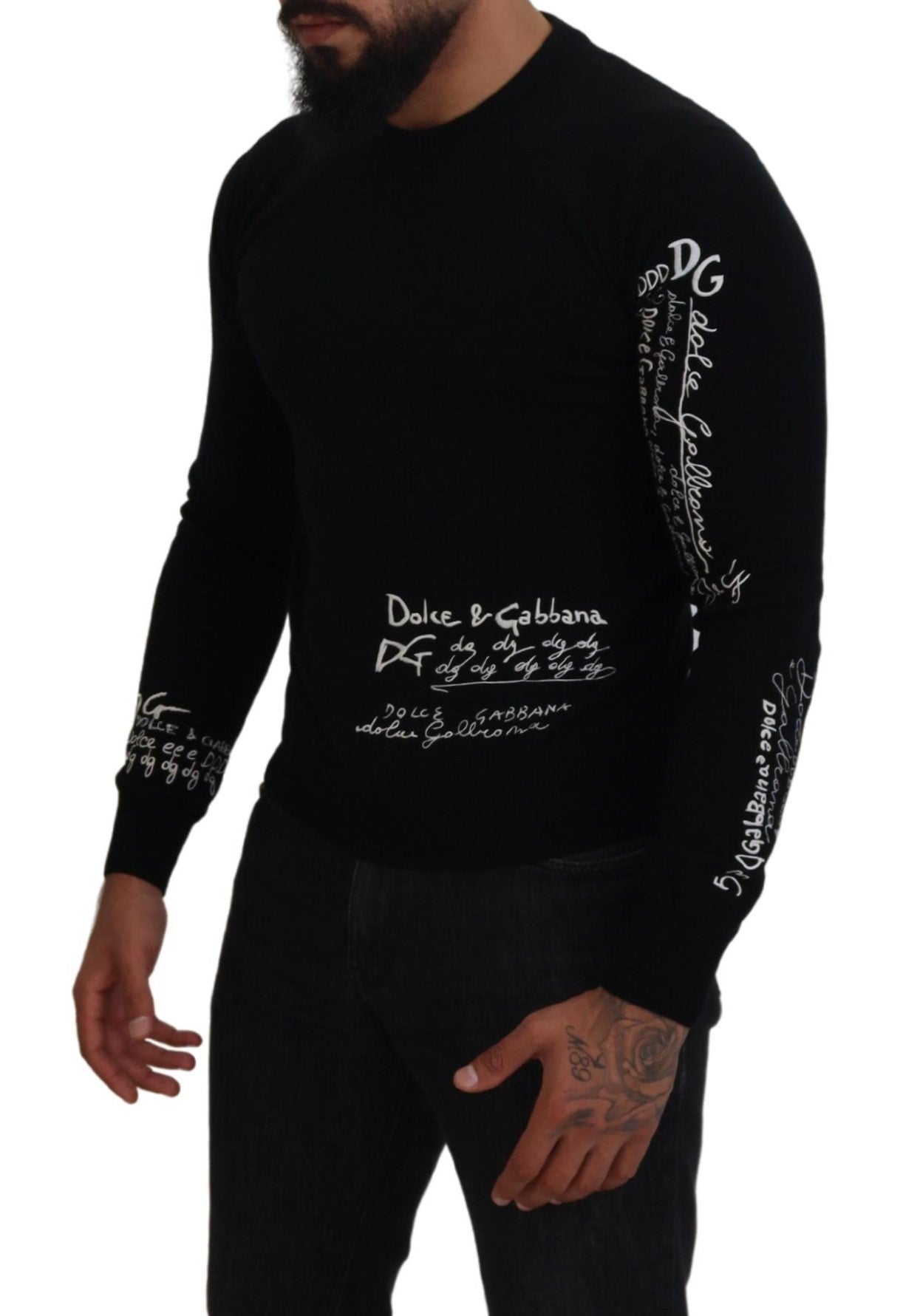 Elegant Black Cashmere Pullover Sweater