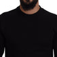 Elegant Black Cotton Pullover Sweater