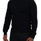 Elegant Black Cotton Pullover Sweater