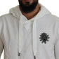 Elegant White Logo Hooded Sweatshirt
