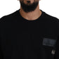 Elegant Black Cotton Pullover Sweater