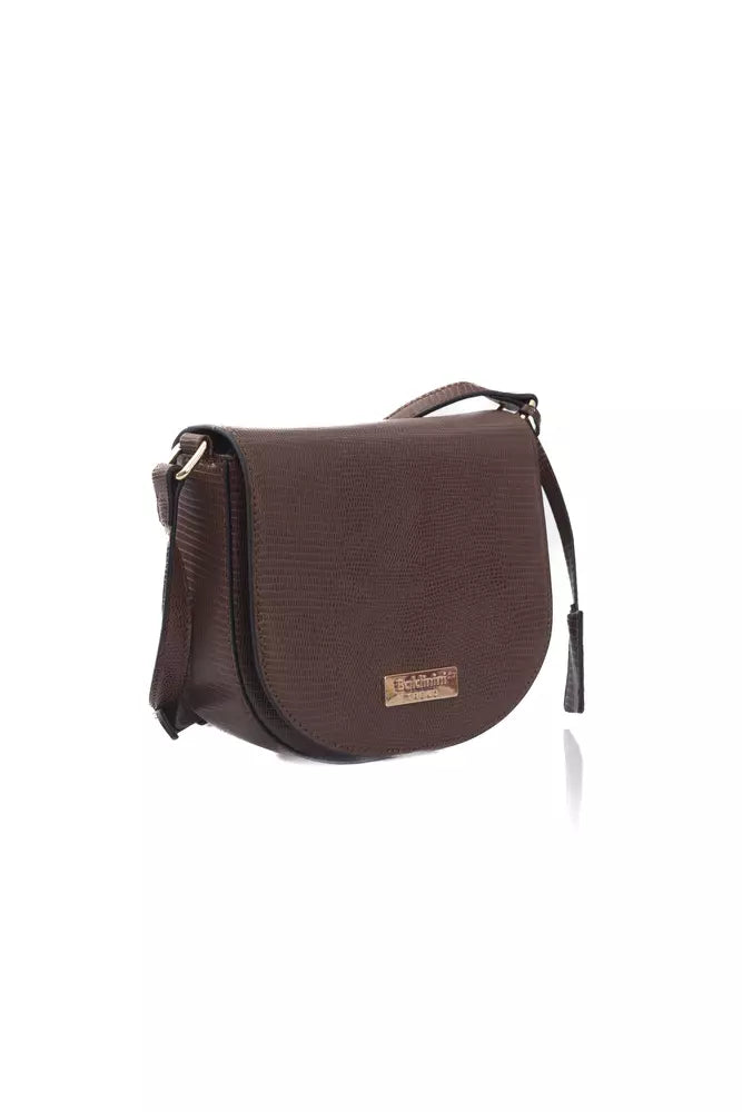 Brown Polyurethane Women Crossbody Bag