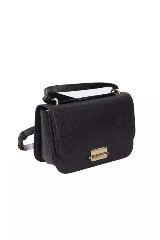 Black Polyurethane Women Crossbody Bag