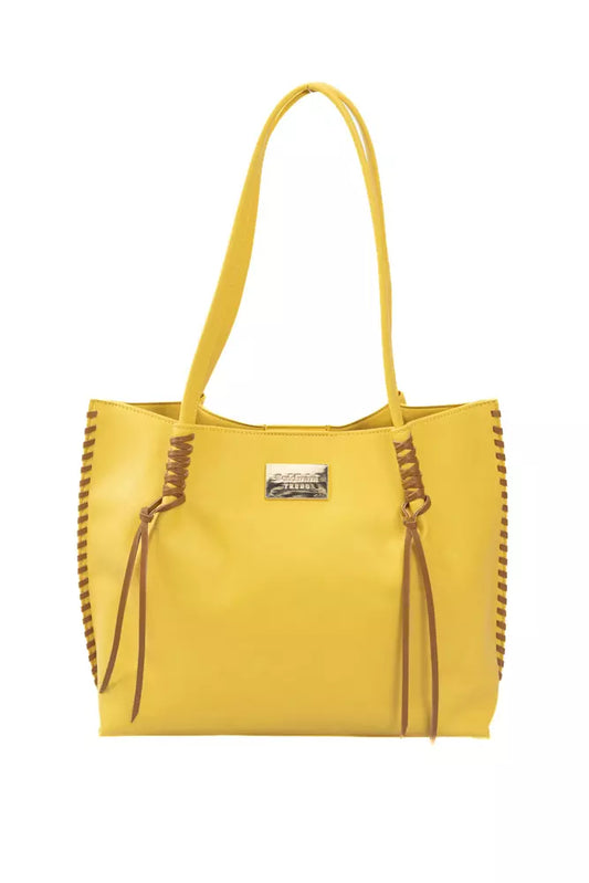 Yellow Polyurethane Women Handbag